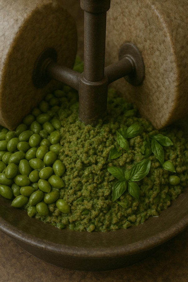 Huile d'olive aromatique au basilic frais
